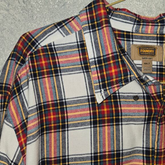 Foundry Supply Co. Super Soft Plaid Button Up Shirt Mens 4XLT - Picture 2 of 5